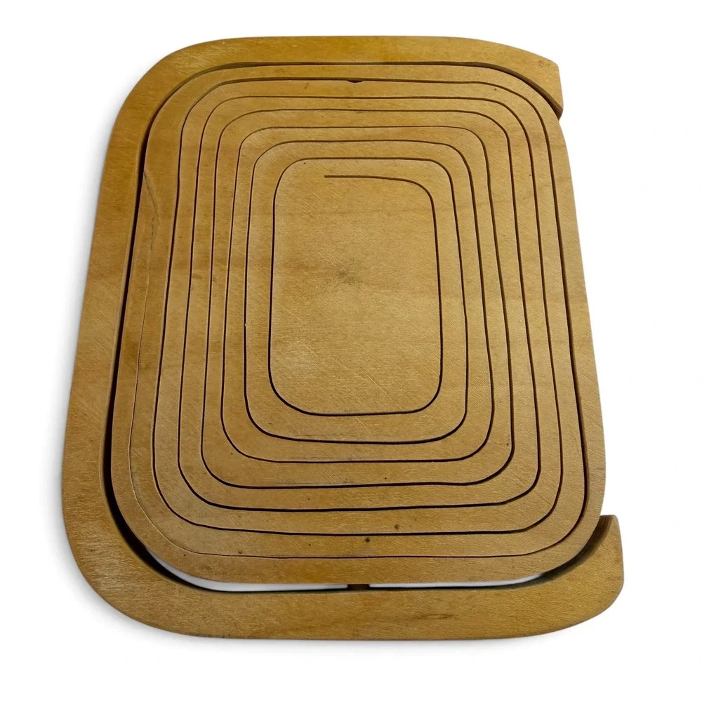 Vintage Lyle Handcrafted Collapsible Wooden Fruit Basket Spiral Cut Trivet Bowl